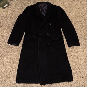 Wool black double-breasted Peacoat overcoat Men’s Size Medium